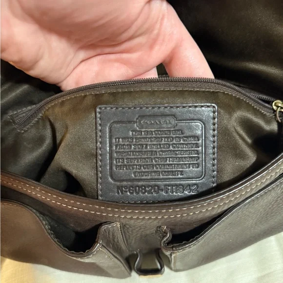 Coach Dark Brown Leather Shoulder Bag with Gold Accents - Picture 4 of 6